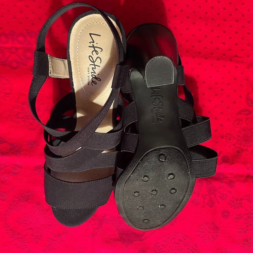 BLACK LIFE STRIDE CHARLOTTE BLACK STRAPPY SANDALS BRAND NEW ORIGINAL BOX. - Picture 10 of 11